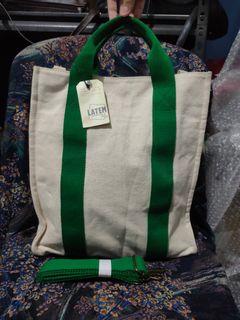 Tas wanita top handle slingbag merk latem warna putih hijau preloved