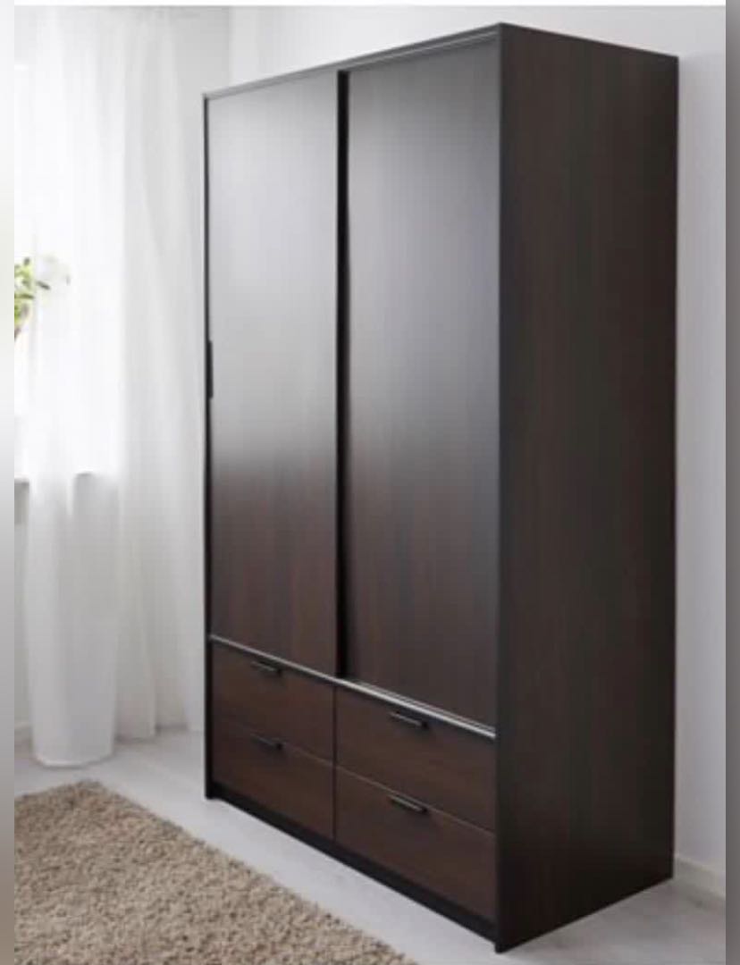TRYSIL IKEA wardrobe w sliding doors/4 drawers, Furniture & Home Living, Furniture, Shelves