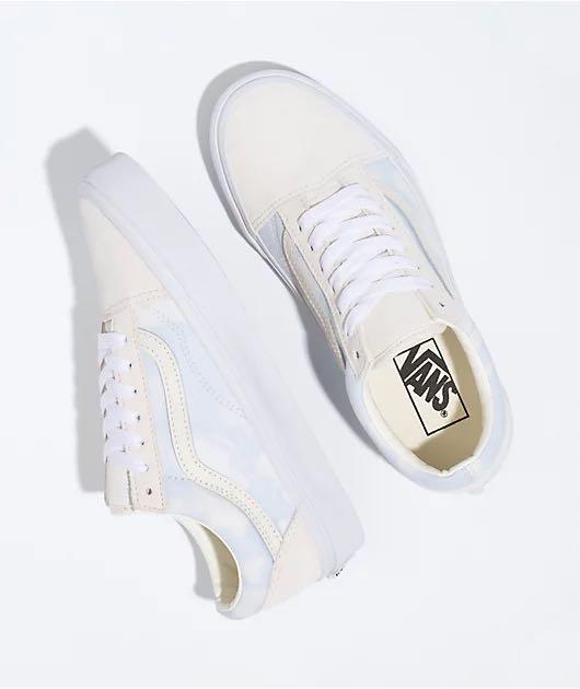 Vans Old Skool Bleach Wash White Skate Shoes Women s Fashion
