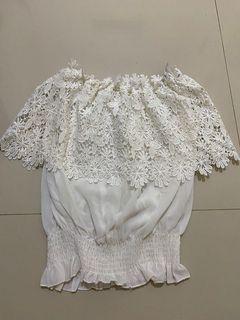 White sabrina top