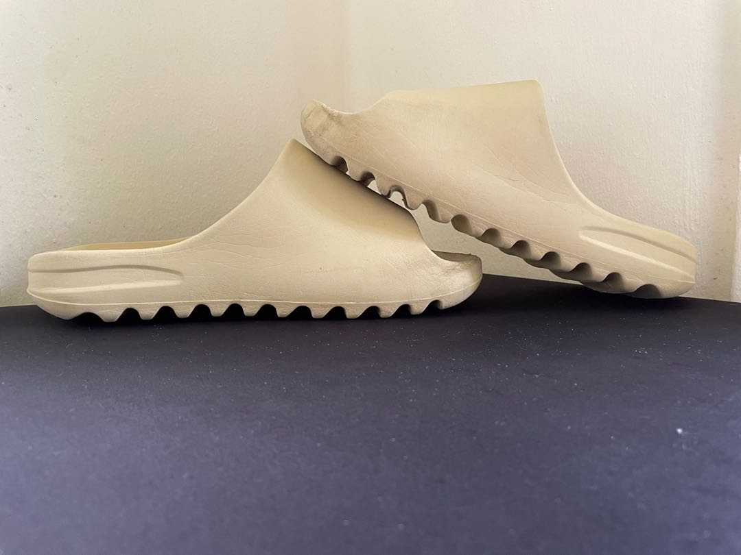 yeezy slides desert sand on feet