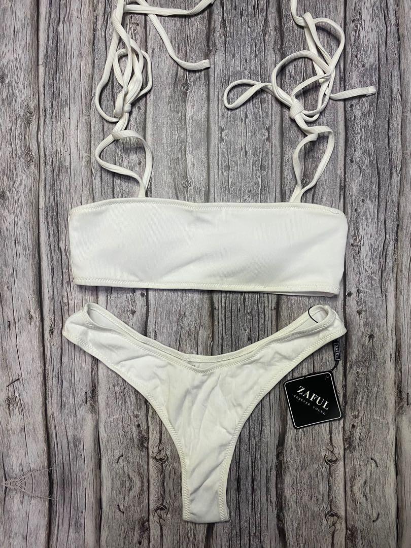 Zaful white bandeau bikini best sale