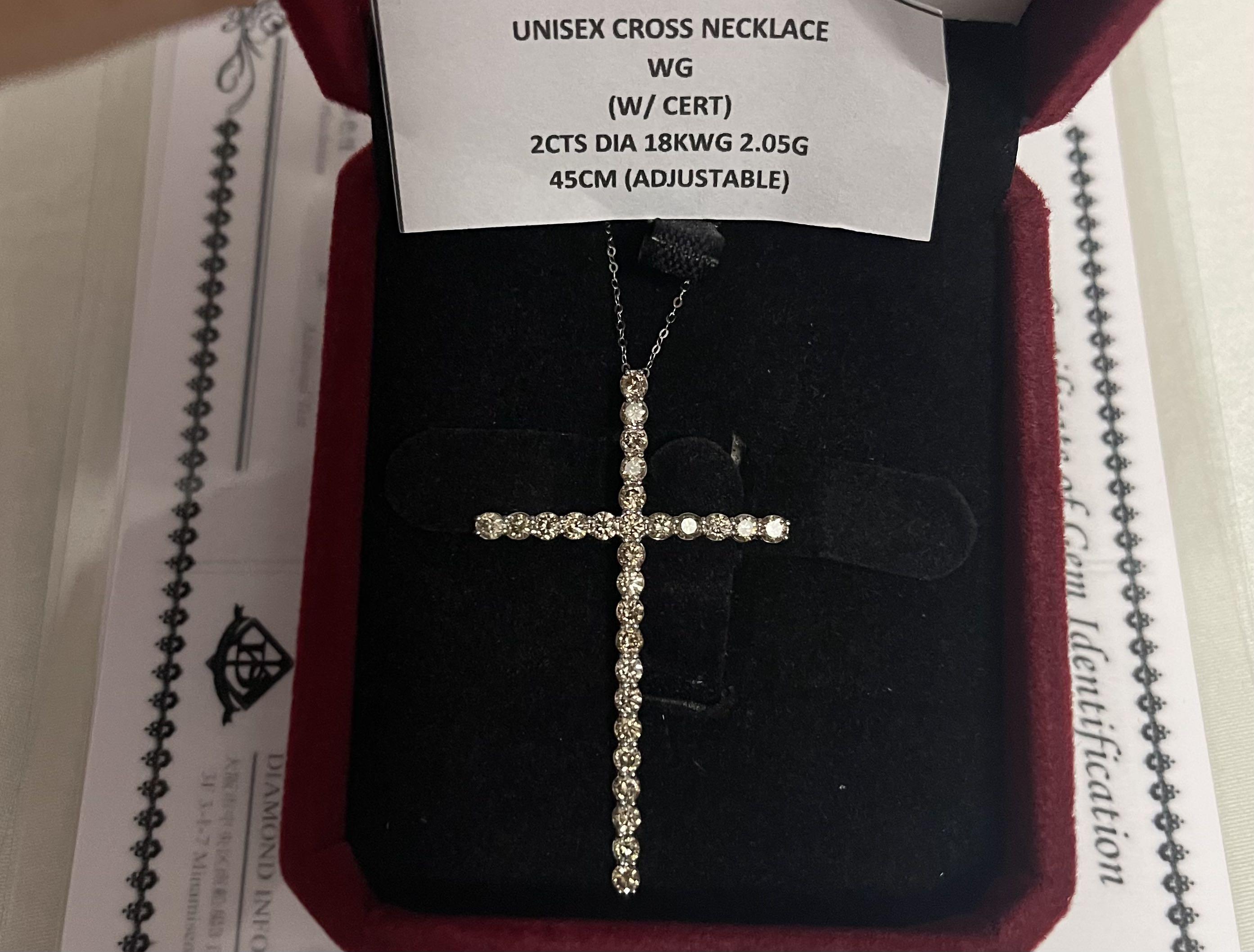 18K WG 2ct Cross Necklace (Category: Necklaces) located in Manila. Submitted by donna___ (Listing ID 1136368936, Image 1). Description: Brand new With cert 2pcs available Message for more details.