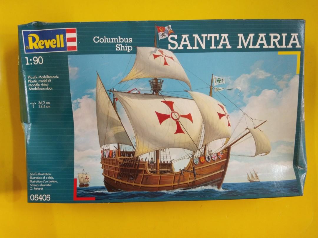 00年代德國revell Santa Maria 哥倫布發現新大陸三艘帆船其中最大的一隻 3 桿2 層帆船 Scale 1 90 法國造塑膠比例模型 長362 Mm 這是歷史很重要和出名的哥倫布發現新大陸