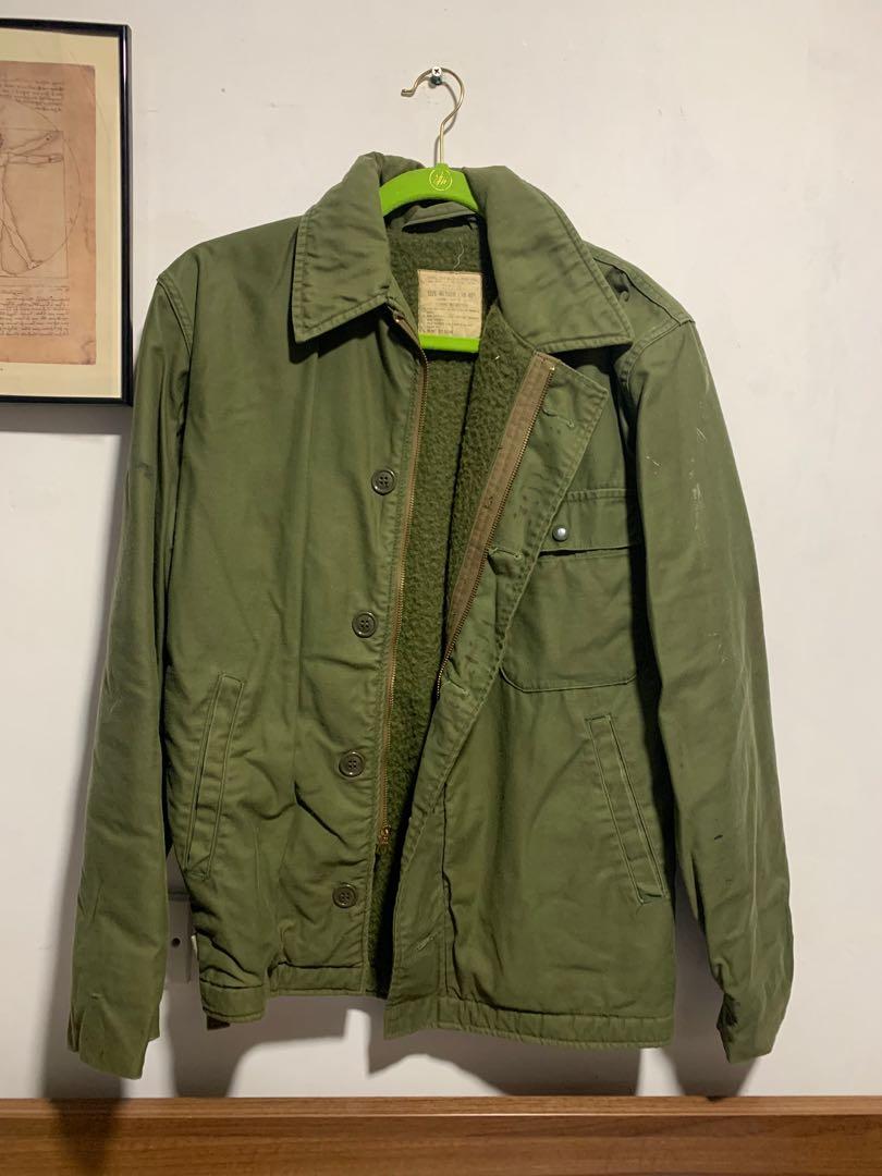 真軍品，極罕有US navy A2 deck jacket, 男裝, 外套及戶外衣服- Carousell