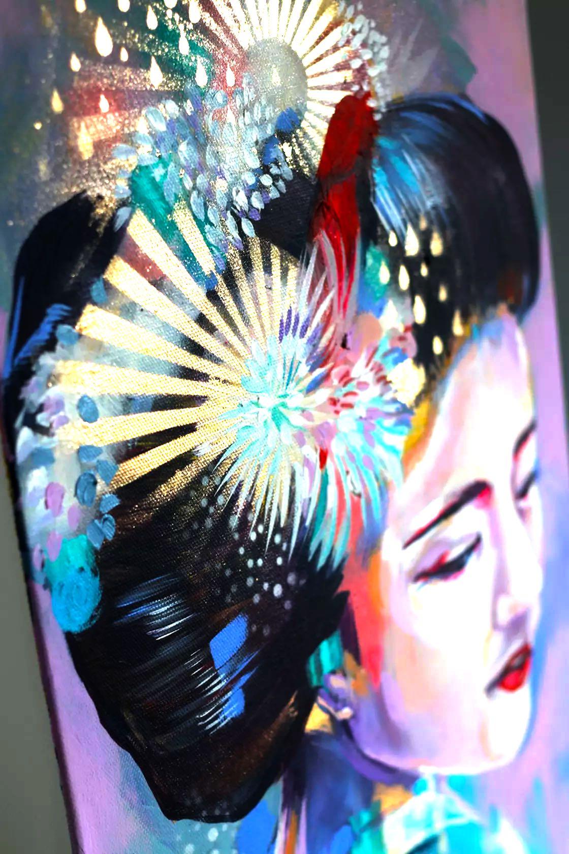 Acrylic Oil Painting Japanese Oriental Geisha Canvas Wall Art Painting