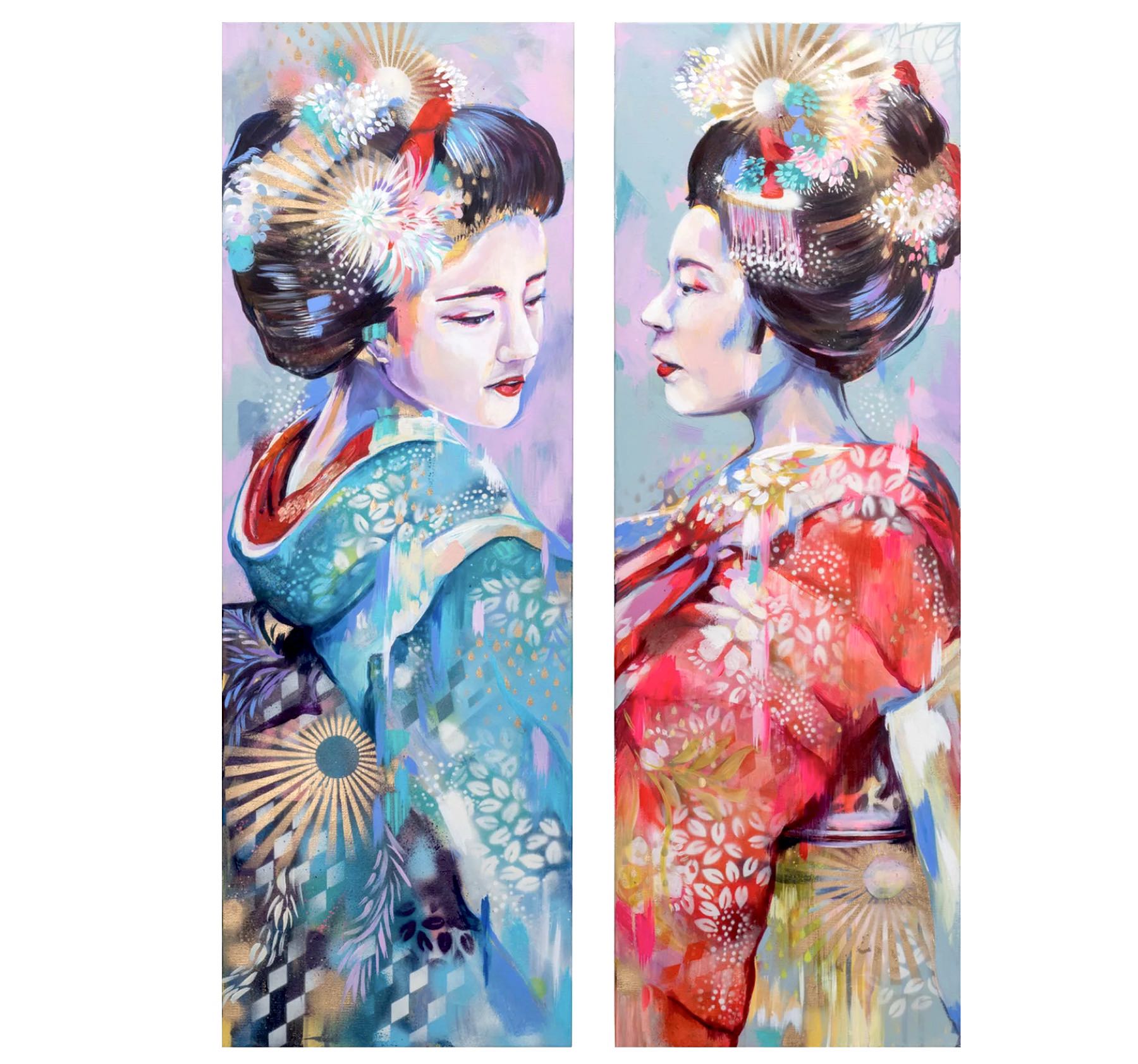 Acrylic Oil Painting Japanese Oriental Geisha Canvas Wall Art Painting