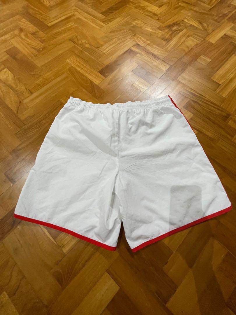Red and white outlet striped basketball shorts