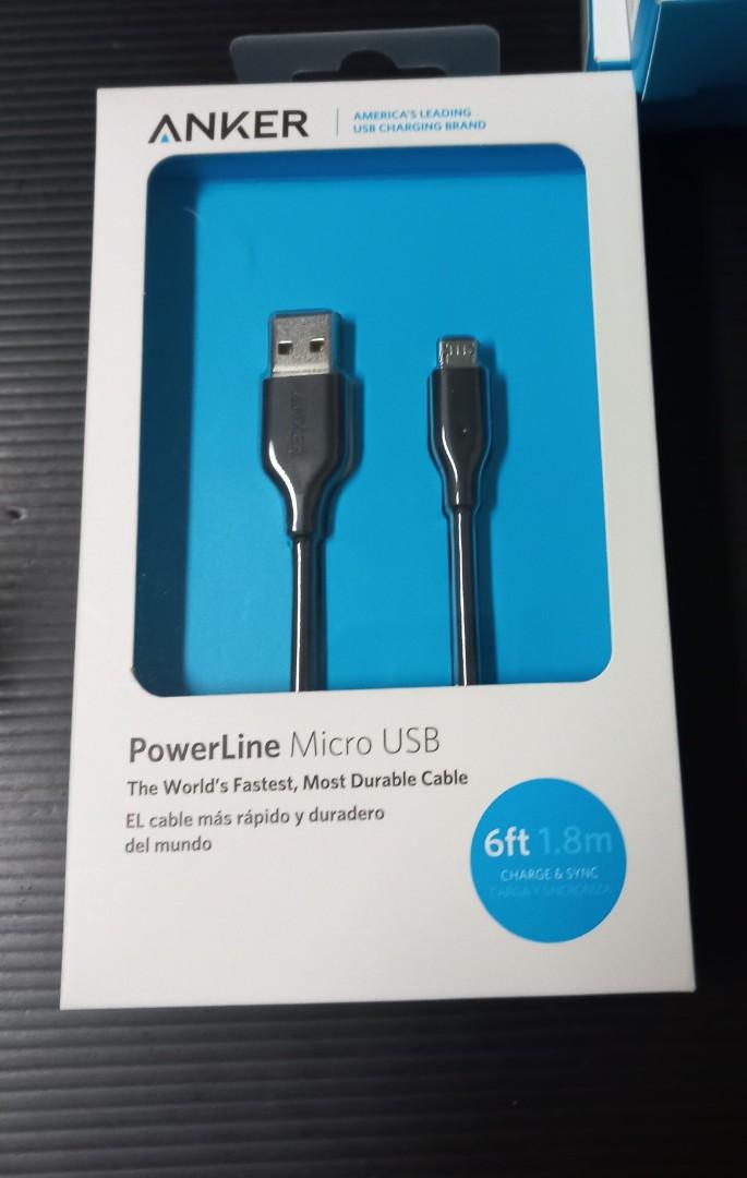 Anker PowerLine USB to Micro USB 6 ft (Category: Chargers & Cables) located in Manila. Submitted by fredph (Listing ID 1136349525, Image 2). Description: Anker 6 ft USB to Micro USB Guaranteed original RFS: Extra unused.