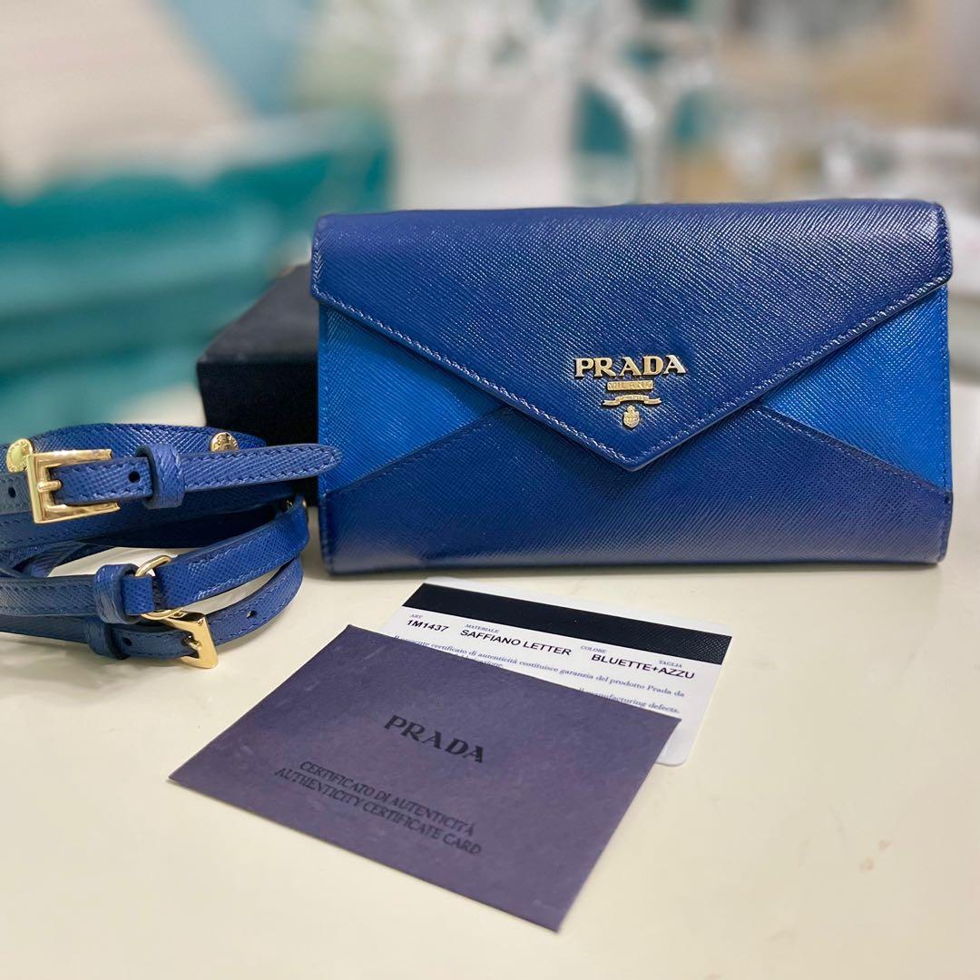 Prada blue Saffiano, Luxury, Bags & Wallets on Carousell