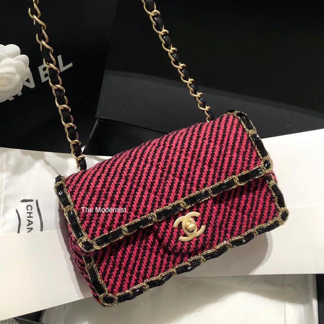Authentic Chanel 20A Tweed and Braid Mini Flap Bag Red Black Fabric A69900  B03684 N7507, Luxury, Bags & Wallets on Carousell