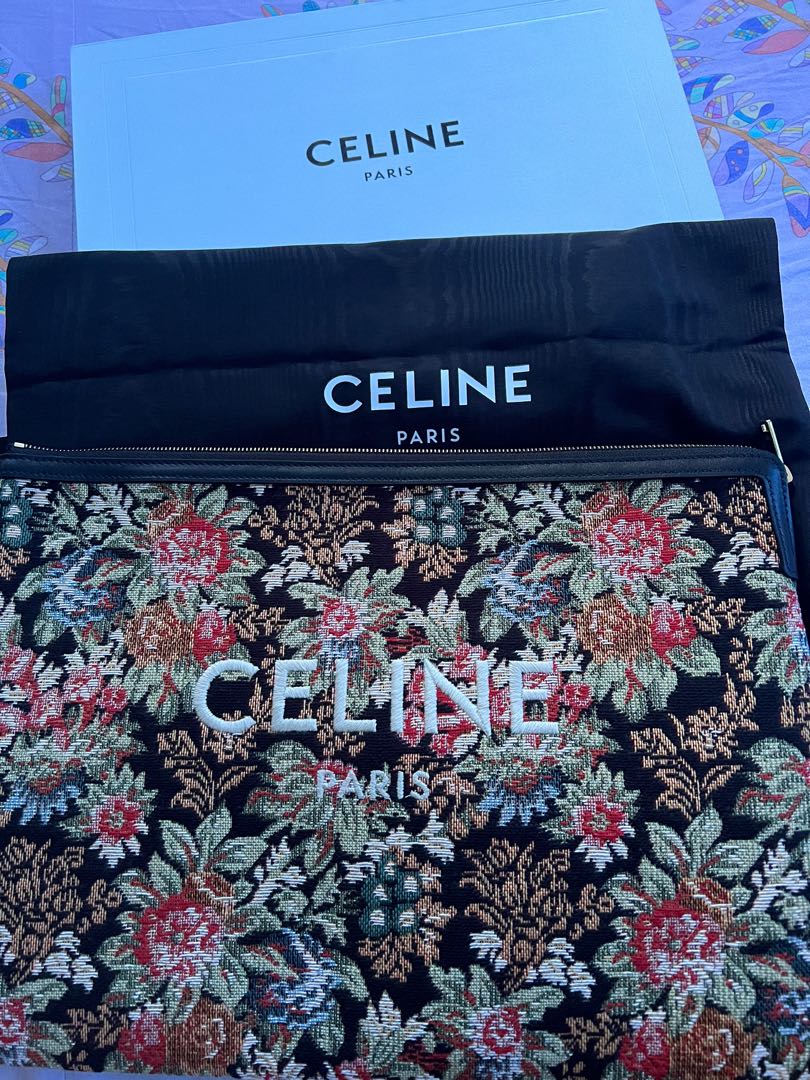 Authentic Rare New Celine Floral embroidered clutch, Luxury, Bags ...