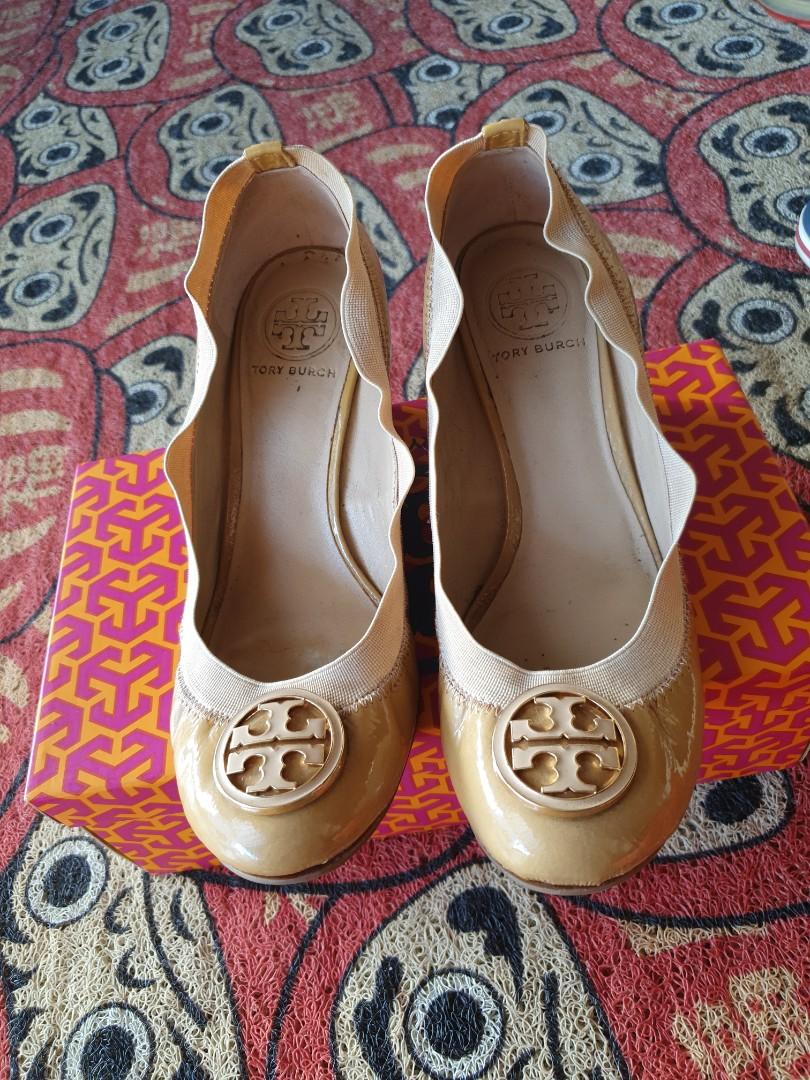 tory burch gold wedges