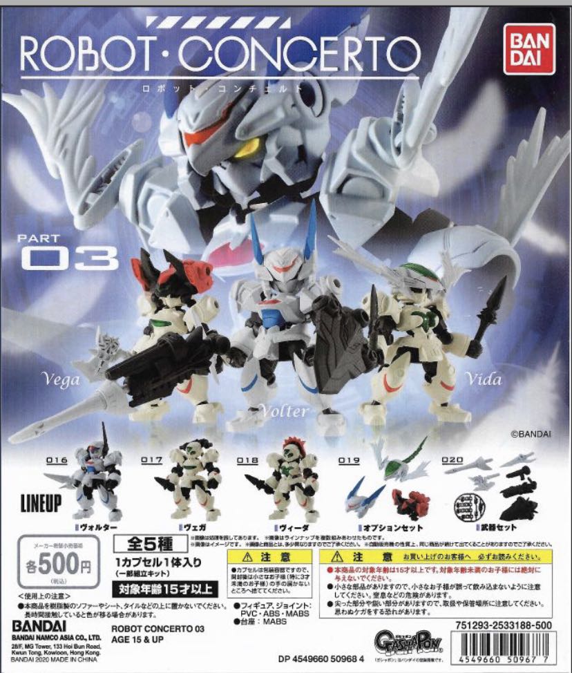 Bandai Brand New - 扭蛋Robot Concerto 扭蛋第3彈盒蛋裝一套5款$165