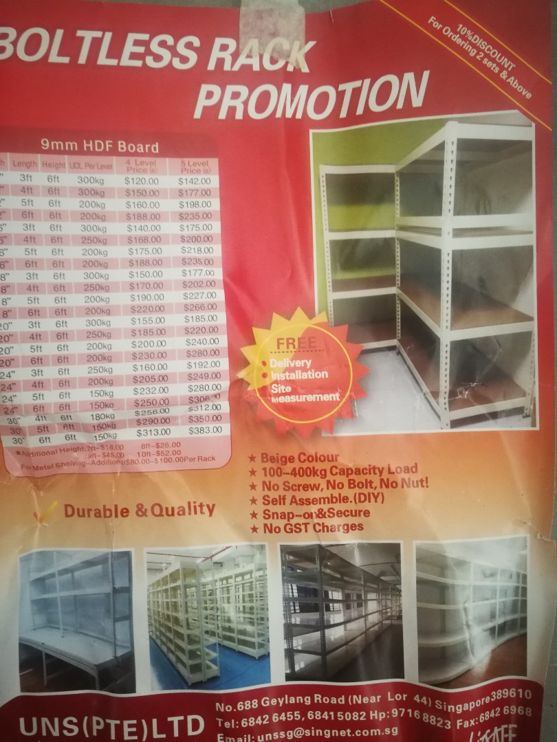 Boltless Rack, no HDF broad, Furniture & Home Living, Home Improvement ...