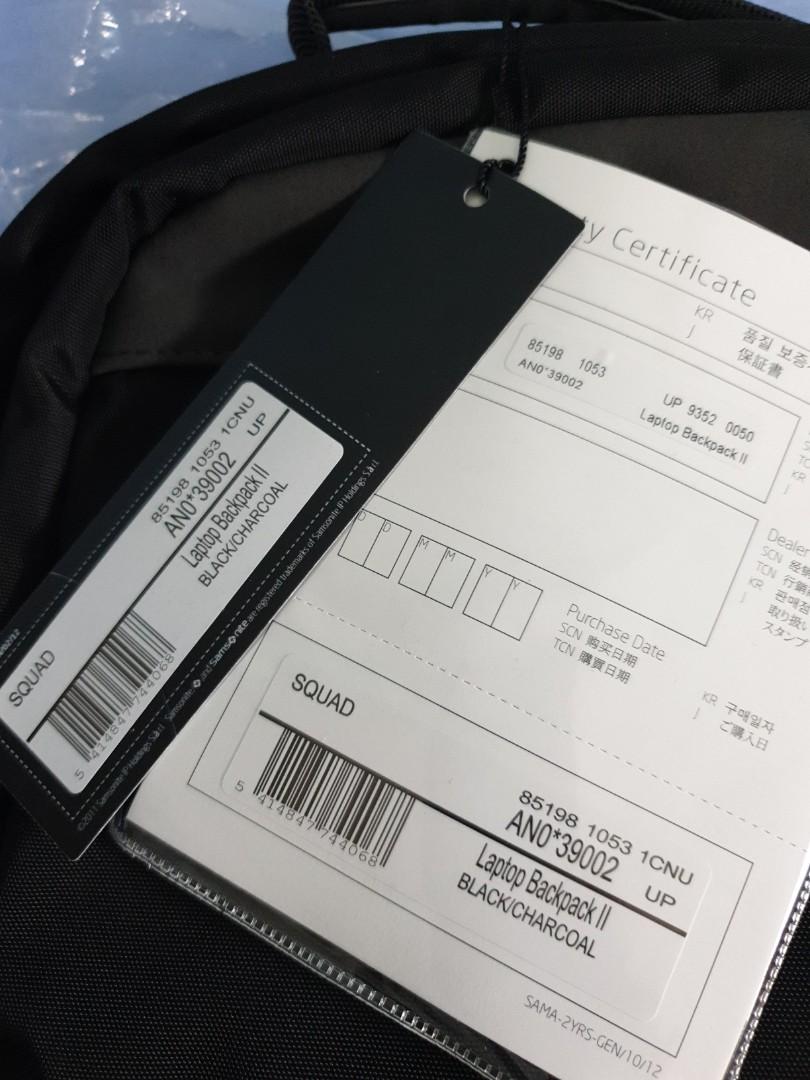 Brand New Samsonite SQUAD Business Laptop Backpack II Black/Charcoal