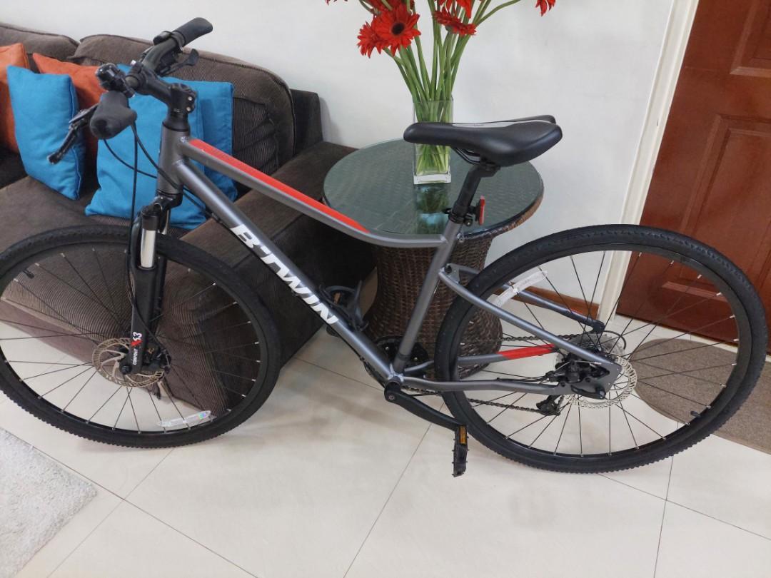 BTWIN Riverside 500 Disc Brake 9sp Hybrid Bike, Sports Equipment