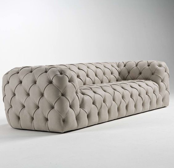Bulky tufted sofa in german leather, Furniture & Home Living, Furniture