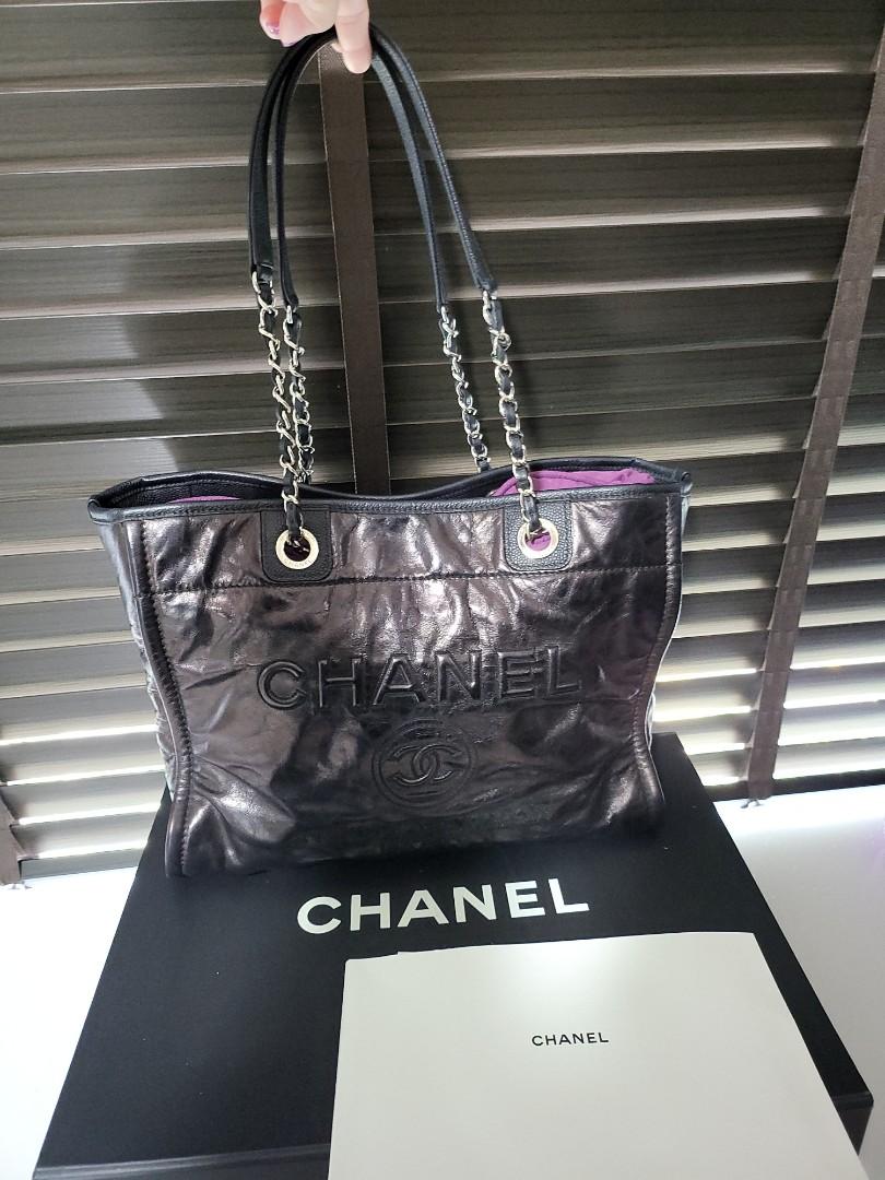 chanel black shopper tote bag