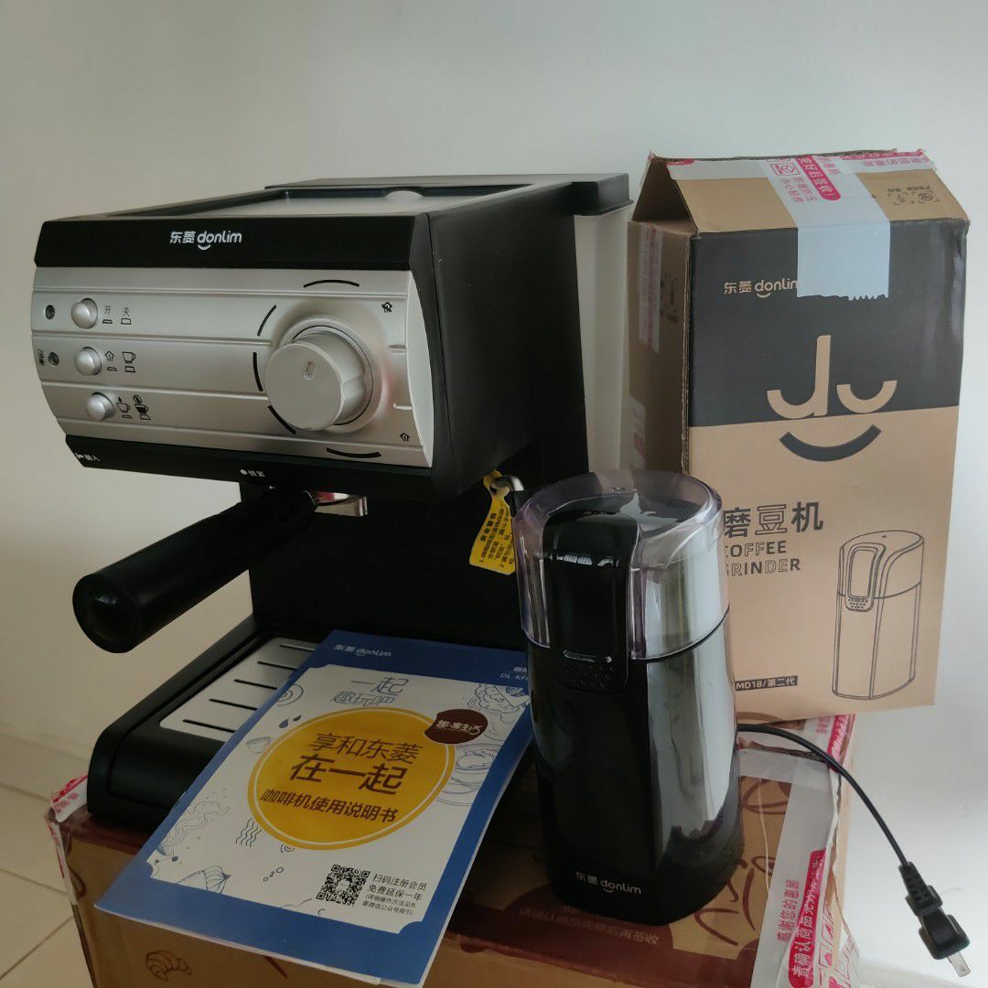Coffee Machine Half Automated (Donlim KF6001) with Coffee Grinder, TV