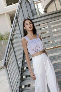 DUSK SATIN TOP IN NOVEL LILAC (Topazette)