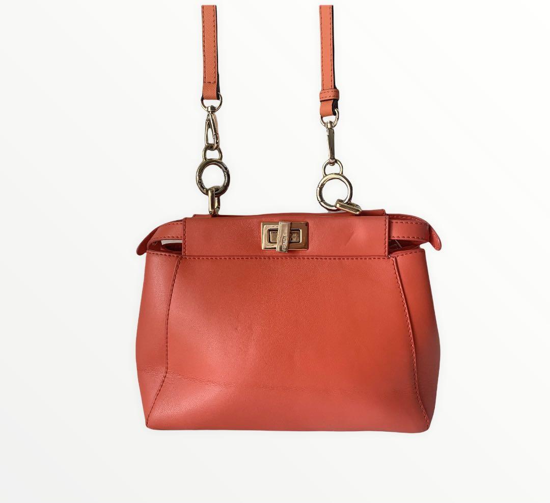 Fendi Orange Pekaboo small shoulder bag with datecode serial