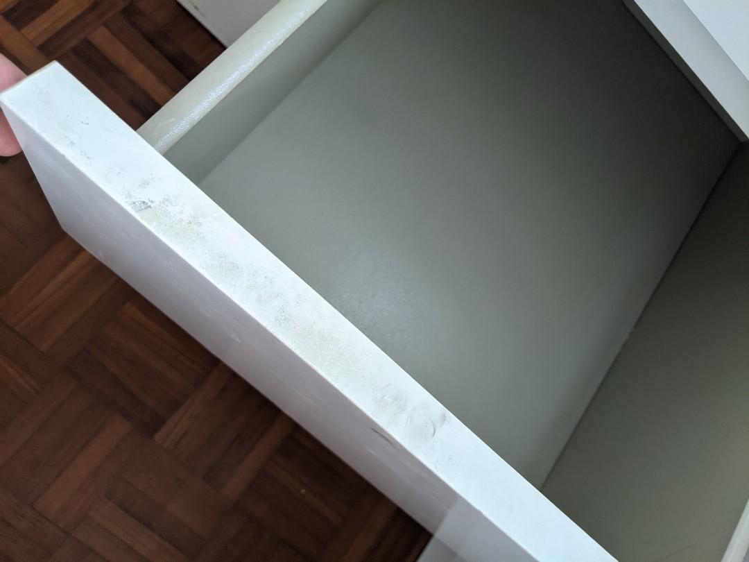 IKEA MALM side table with drawers and glass top, Furniture & Home