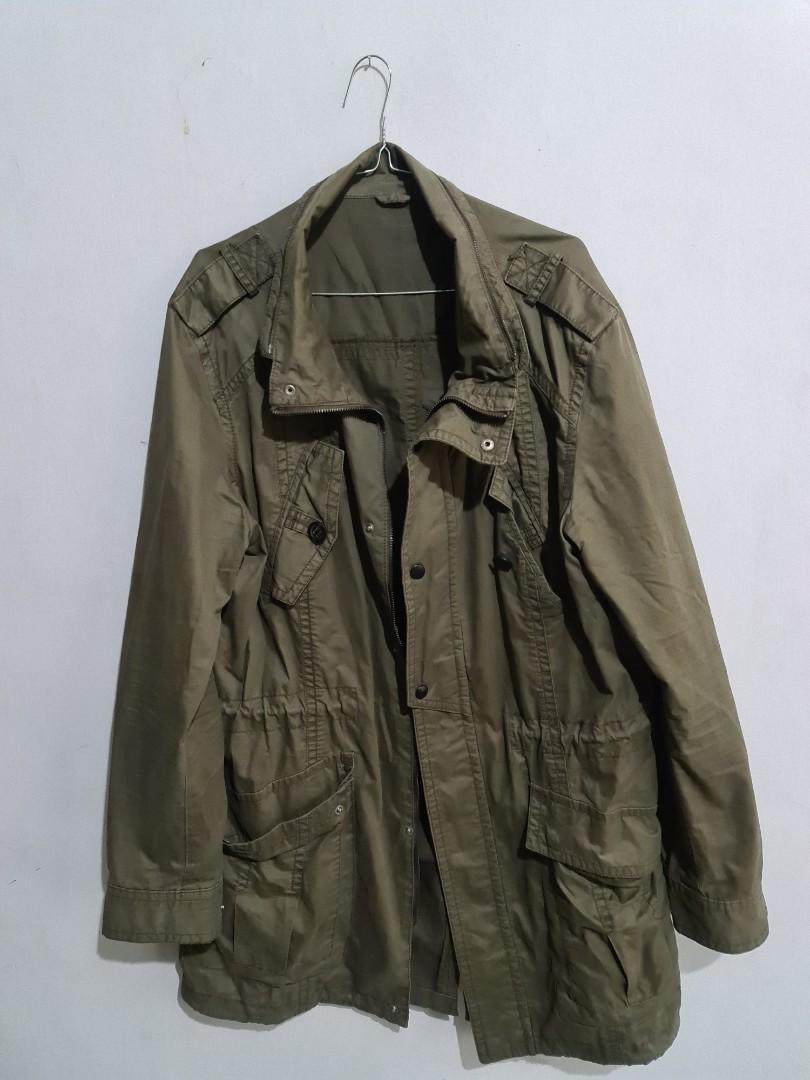 JAKET PARKA GREEN ARMY Fesyen Pria Pakaian Baju Luaran di
