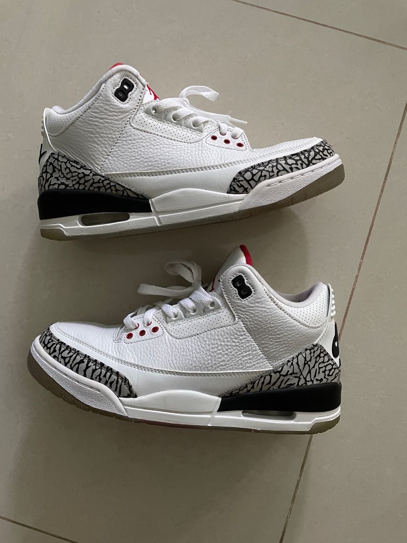 Jordan 3 White Cement “Free Throw Line” US 9, Men's Fashion, Footwear ...