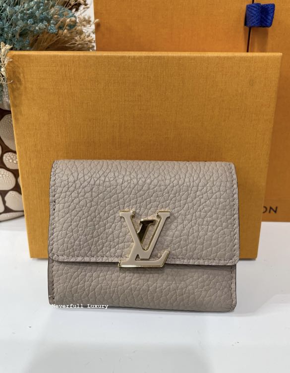 Louis Vuitton Capucines XS Compact Wallet Galet Taurillon Leather