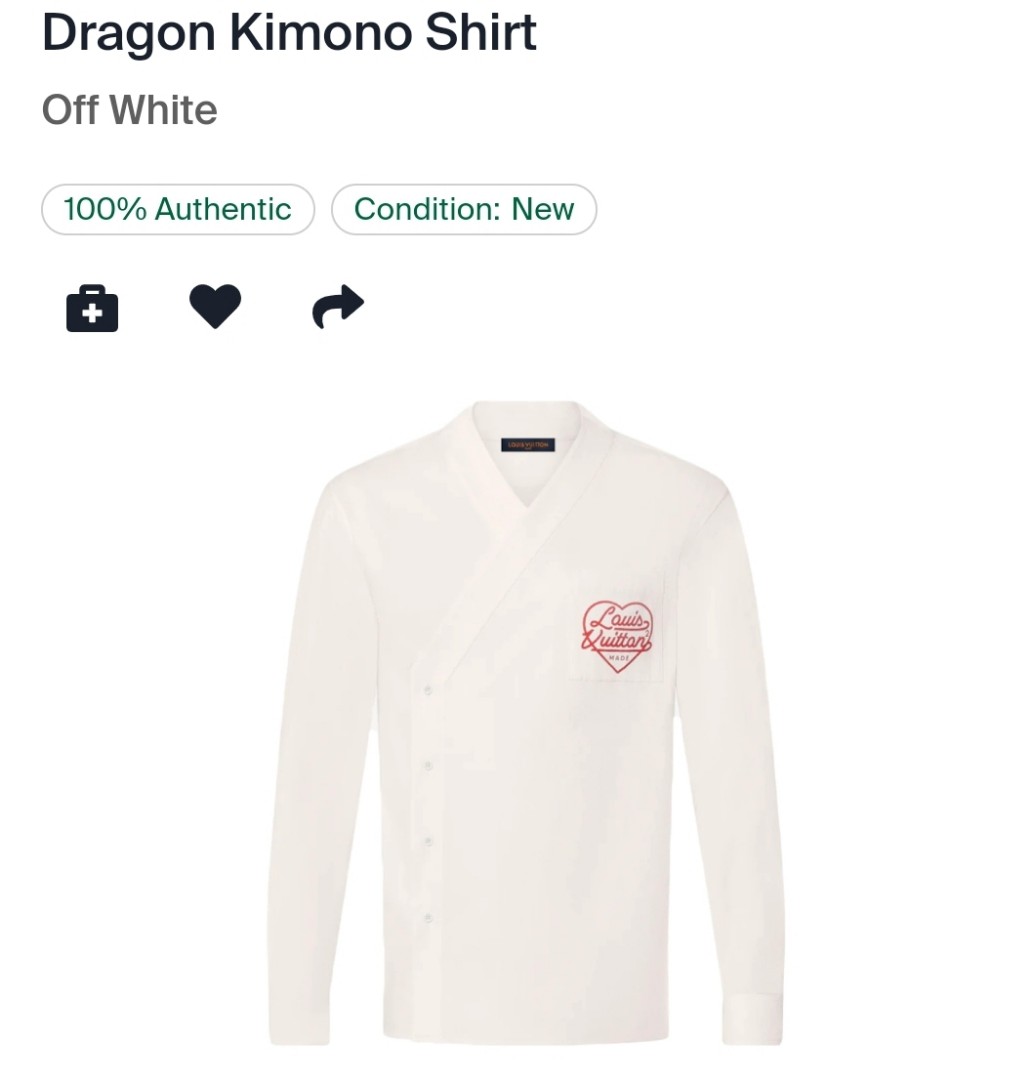 Louis Vuitton x Nigo Printed Heart & Dragon Kimono Shirt Off White - FW21  Hombre - ES