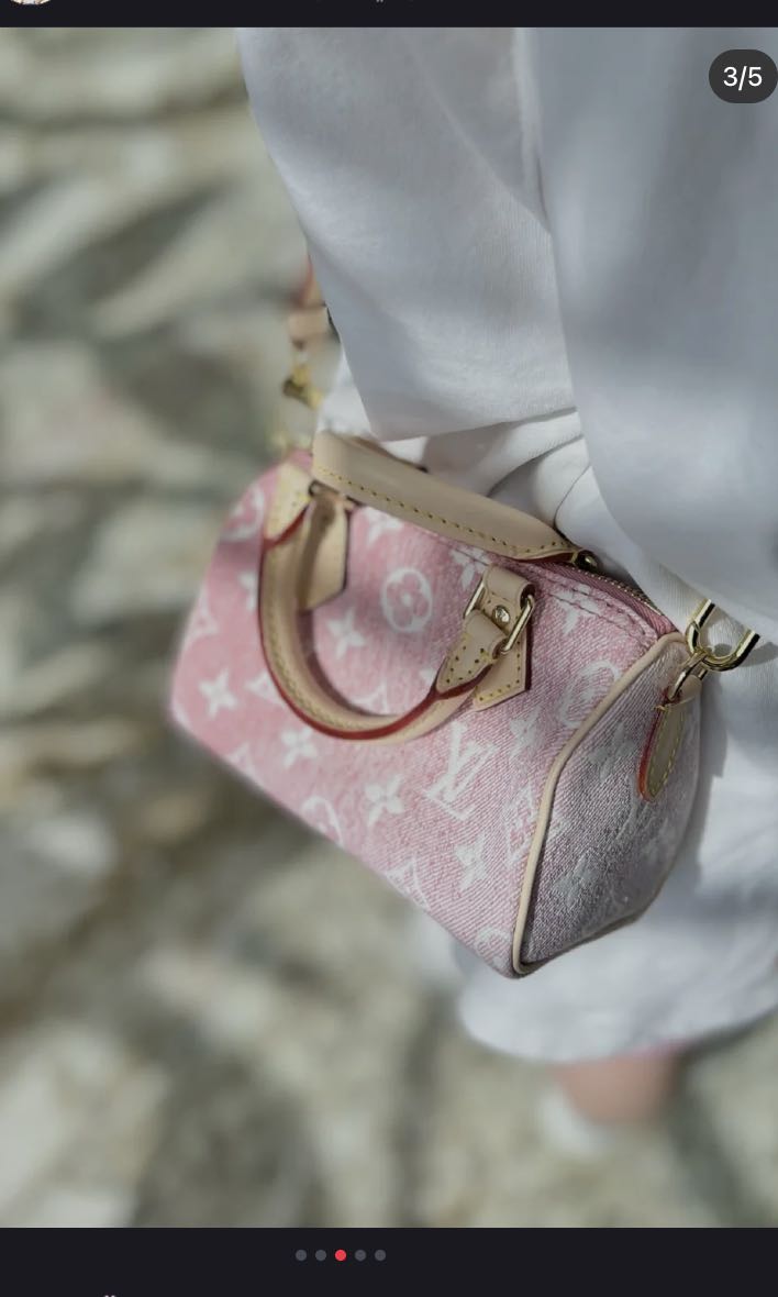 LV Pink Denim Nano Speedy, Luxury, Bags & Wallets on Carousell