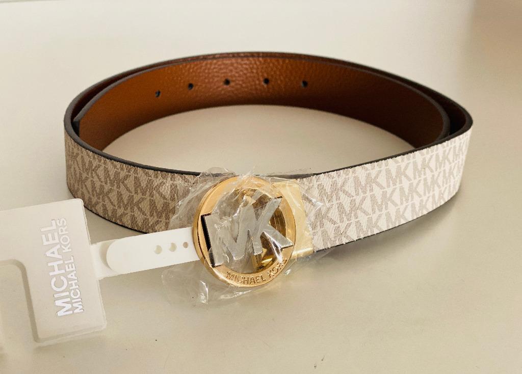 MICHAEL KORS MK VANILLA IVORY BROWN TWIST REVERSIBLE GENUINE