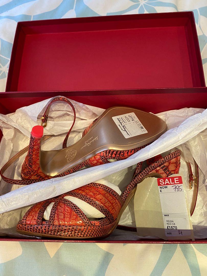 New Ferragamo high heel red sandals actual skin Women s Fashion
