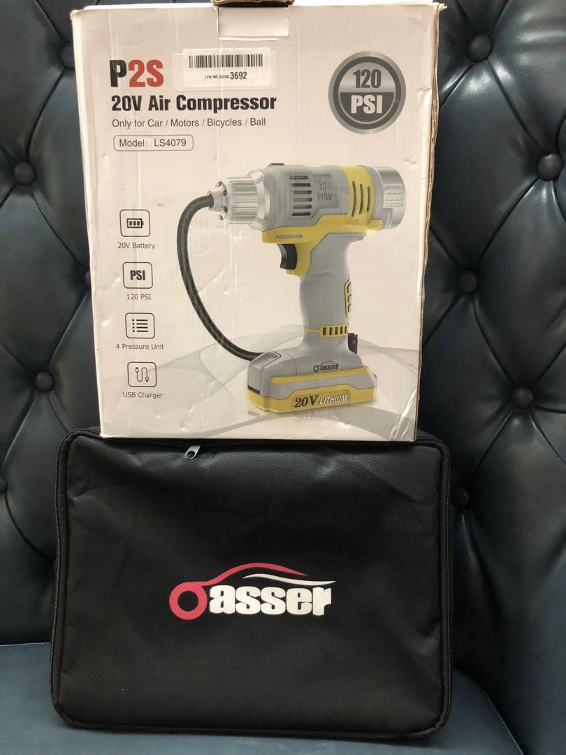 Oasser 20V Air compressor cordless with rechargeable battery, Car