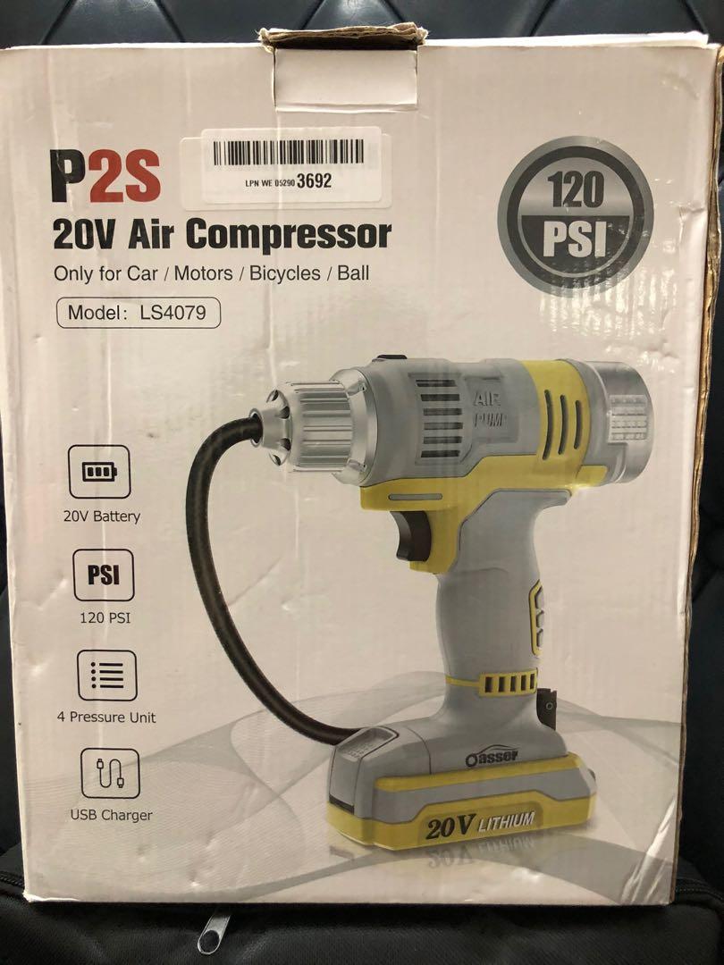 Oasser 20V Air compressor cordless with rechargeable battery, Car
