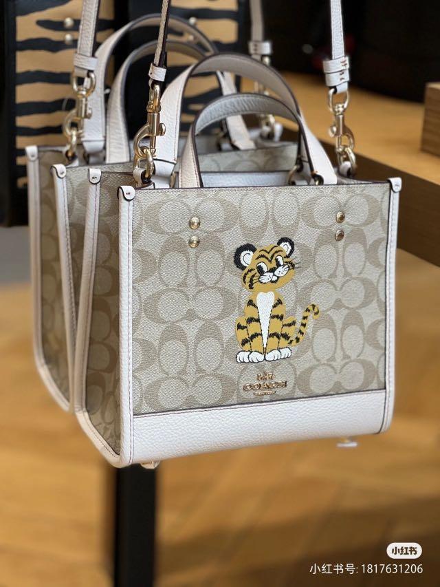 coach lime print tote