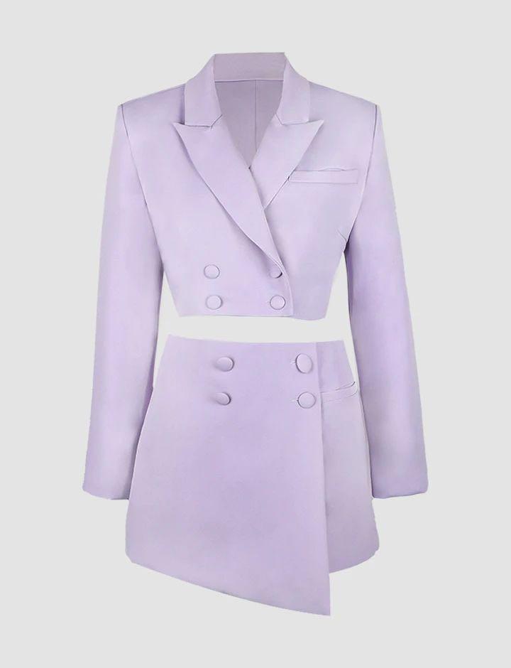 Purple Blazer and Skirt Set, Women's 