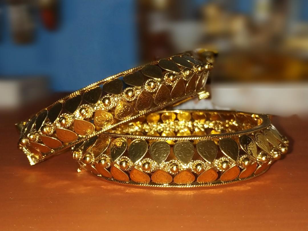 Rare Find Arabic Indian Ethnic Gold Plated Bangles