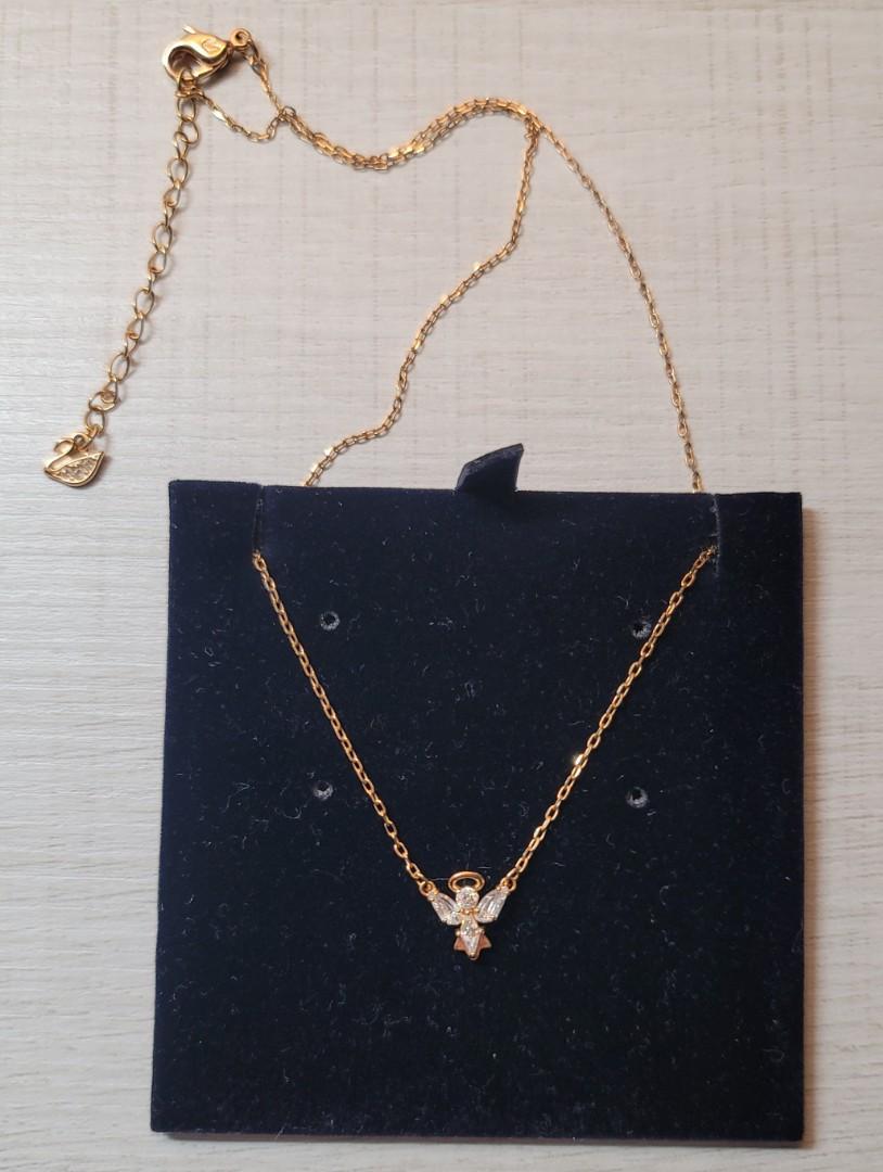 SWAROVSKI Magic necklace Angel, White, Rose-gold tone plated, 名牌, 飾物及配件-  Carousell