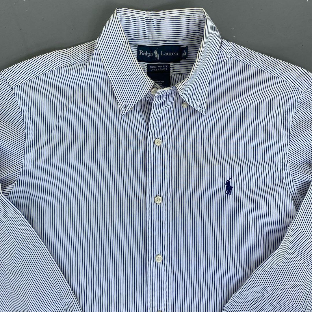 Vintage Ralph Lauren Blue Stripe Button Shirt, Men's Fashion, Tops & Sets,  Tshirts & Polo Shirts on Carousell