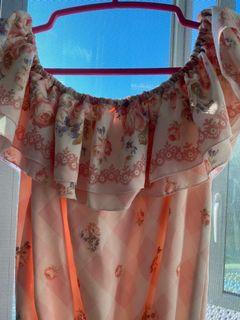 vintage thrifted off-shoulder floral dress 🌷☁️