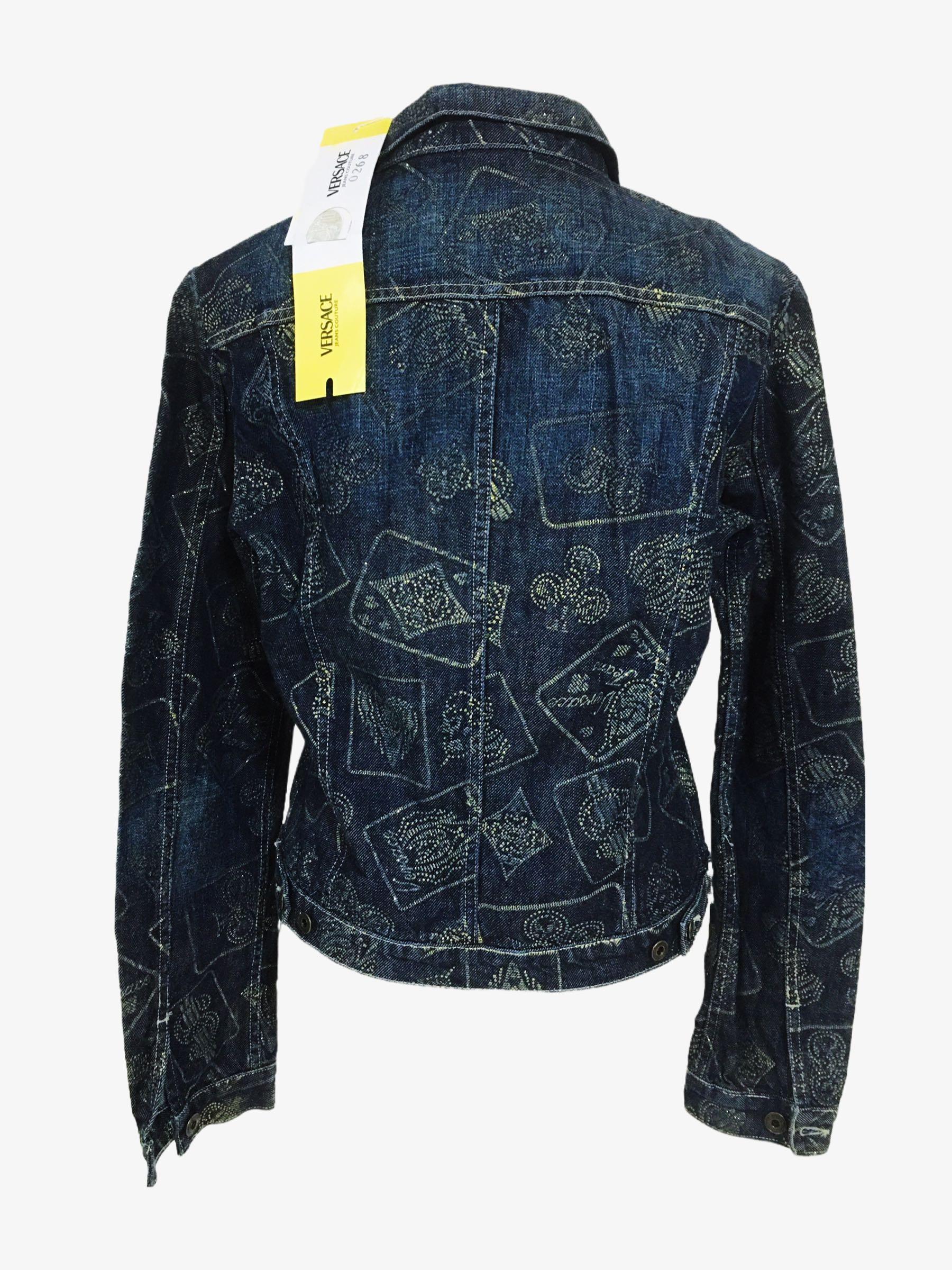 Vintage 70's VERSACE JEANS COUTURE DENIM BLING Women's JACKET Playing Cards