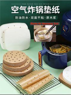 Air Fryer Paper Liners Disposable: 100PCS Round Airfryer Oven Insert  Parchment Sheets Grease and Water Proof Non Stick Basket Liners for Baking