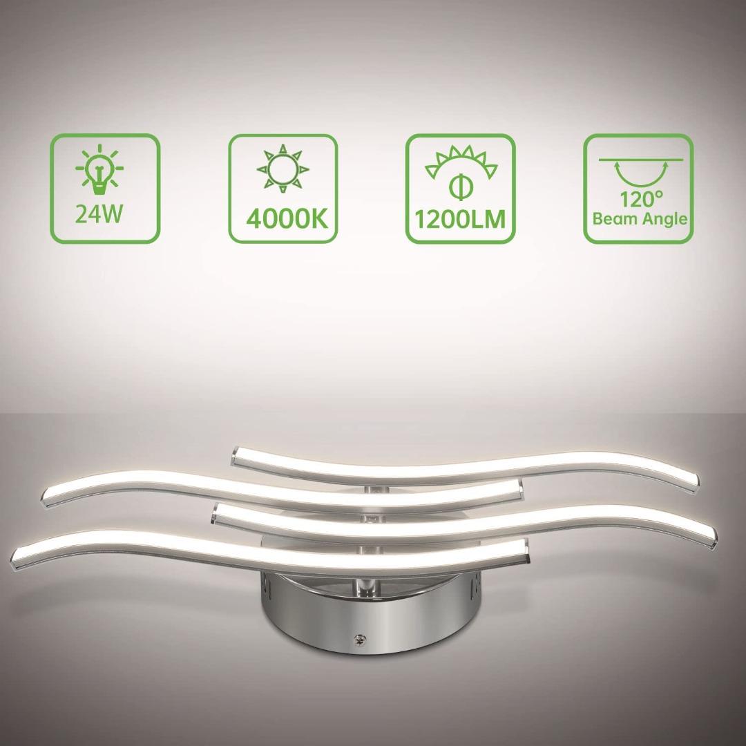 (2 Pack No Wire's) Kimjo LED Ceiling Light, Elegant Curved Design ...