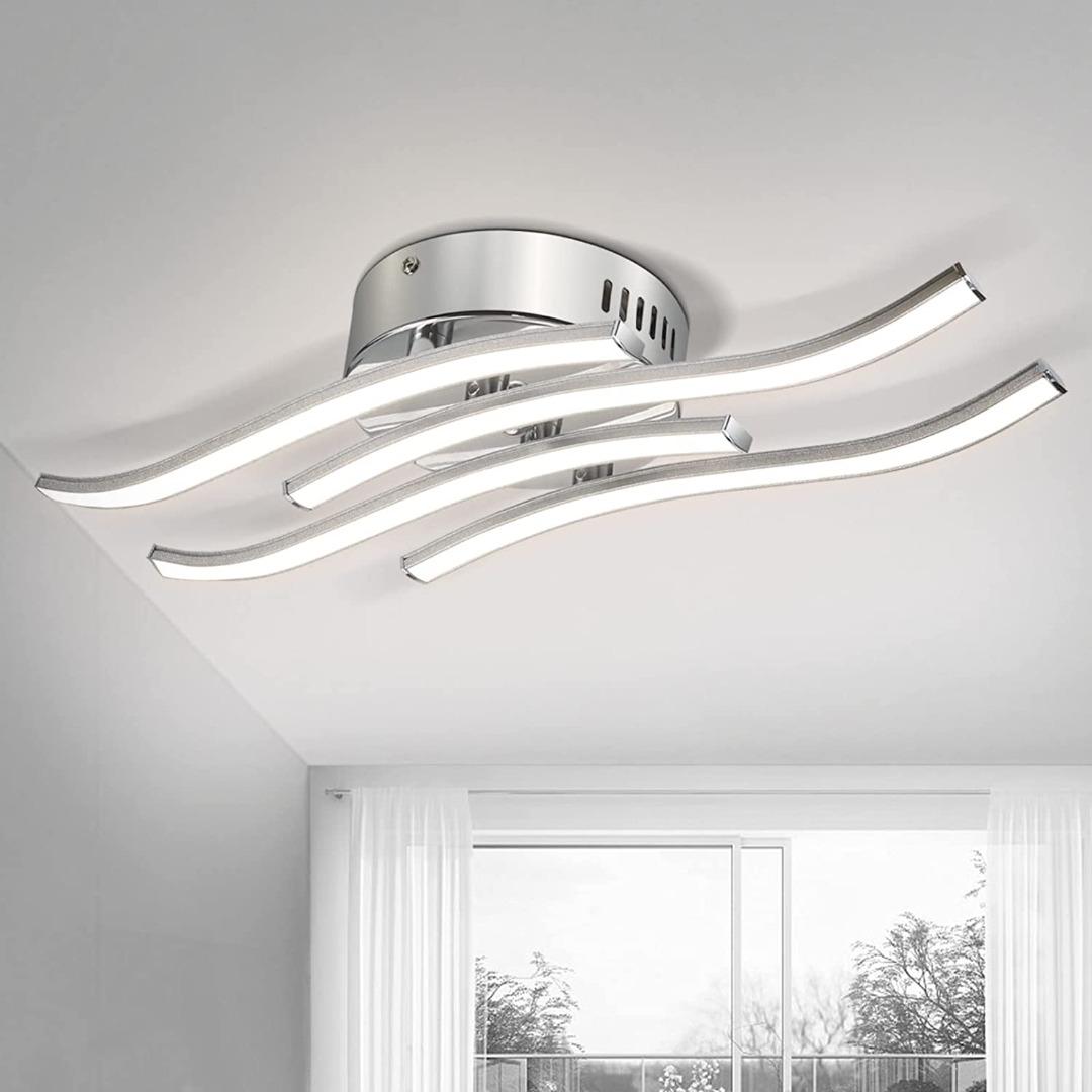 (2 Pack No Wire's) Kimjo LED Ceiling Light, Elegant Curved Design Ceiling Lights, 24W 4000K