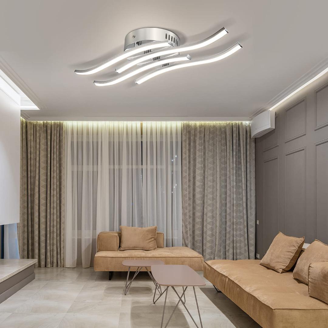 (2 Pack No Wire's) Kimjo LED Ceiling Light, Elegant Curved Design Ceiling Lights, 24W 4000K