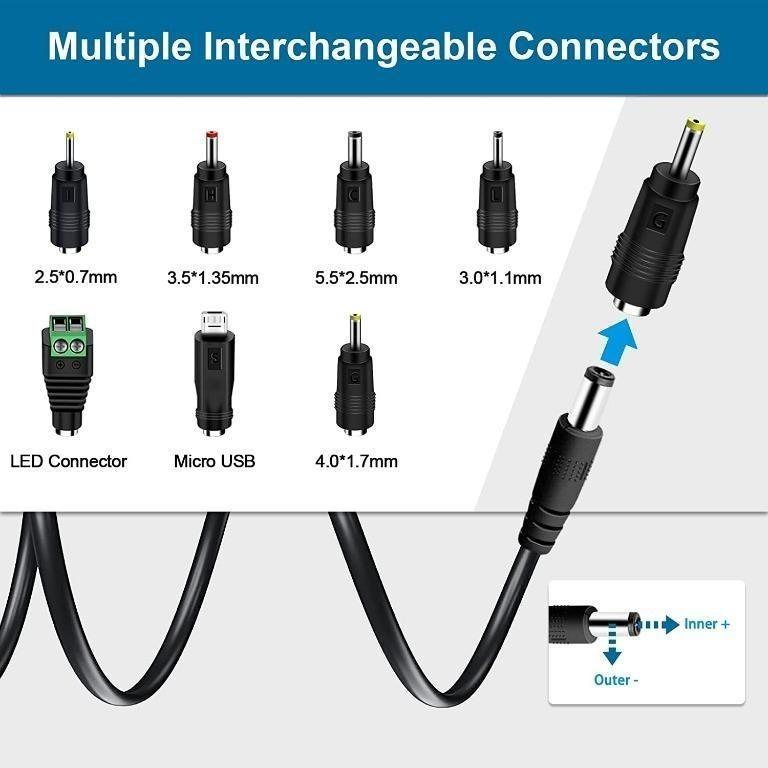 840] 12V 1A Power Supply Adapter,Cshare 12W AC to DC Switching Power Supply  with 7 Tips,UK Wall Plug for LED Strip Lights,Security Camera  Monitor,Speaker,TV Box,WiFi Routers,Door Bell,DC Jack 5.5 * 2.1mm, Computers