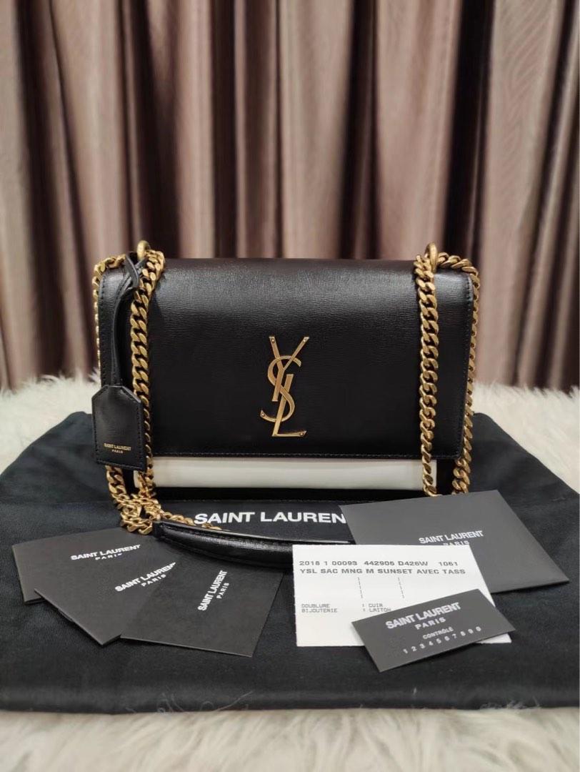 Saint Laurent Sunset Chain Wallet Black in Calfskin with Gold-tone - US