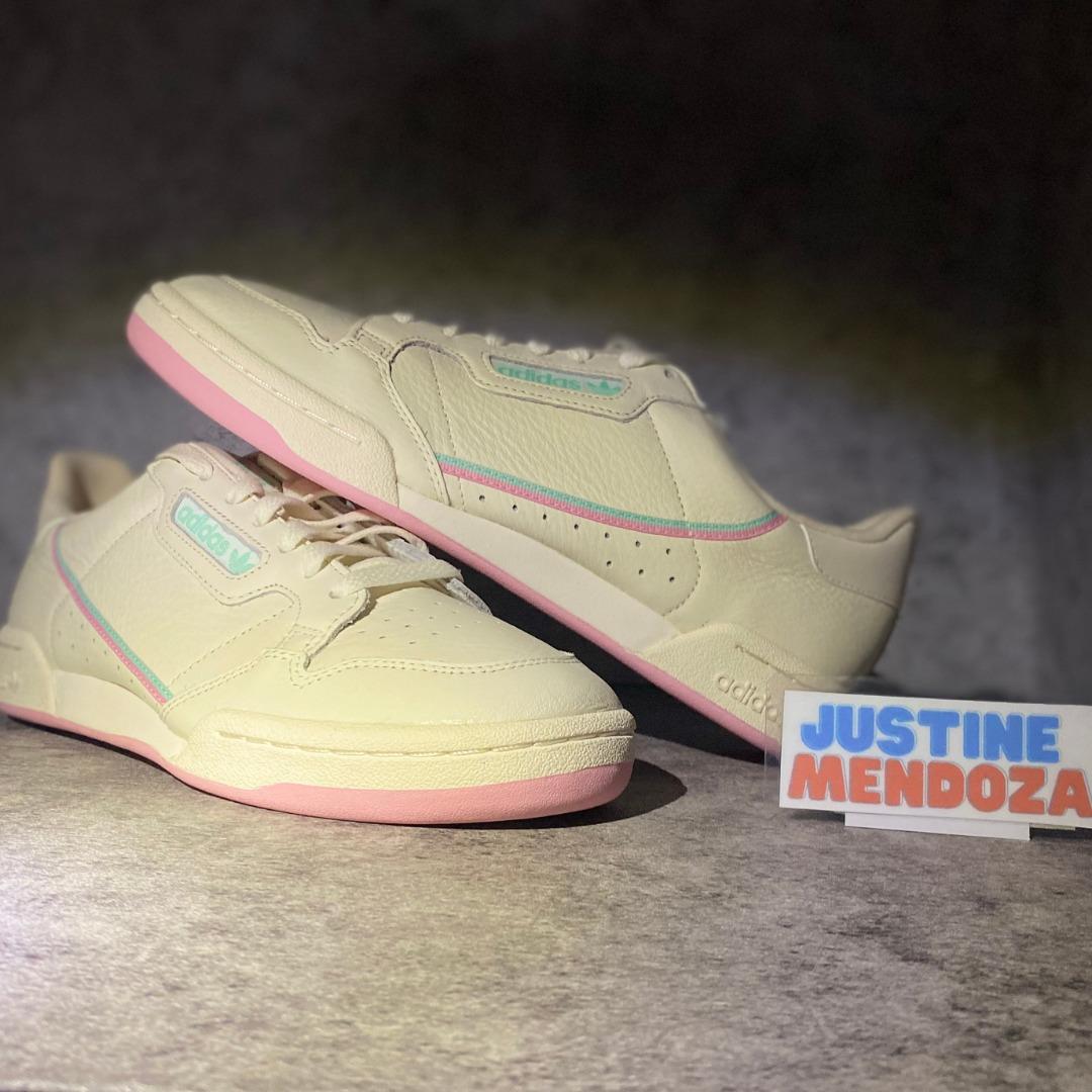 Adidas continental 80 off white true pink clear mint store